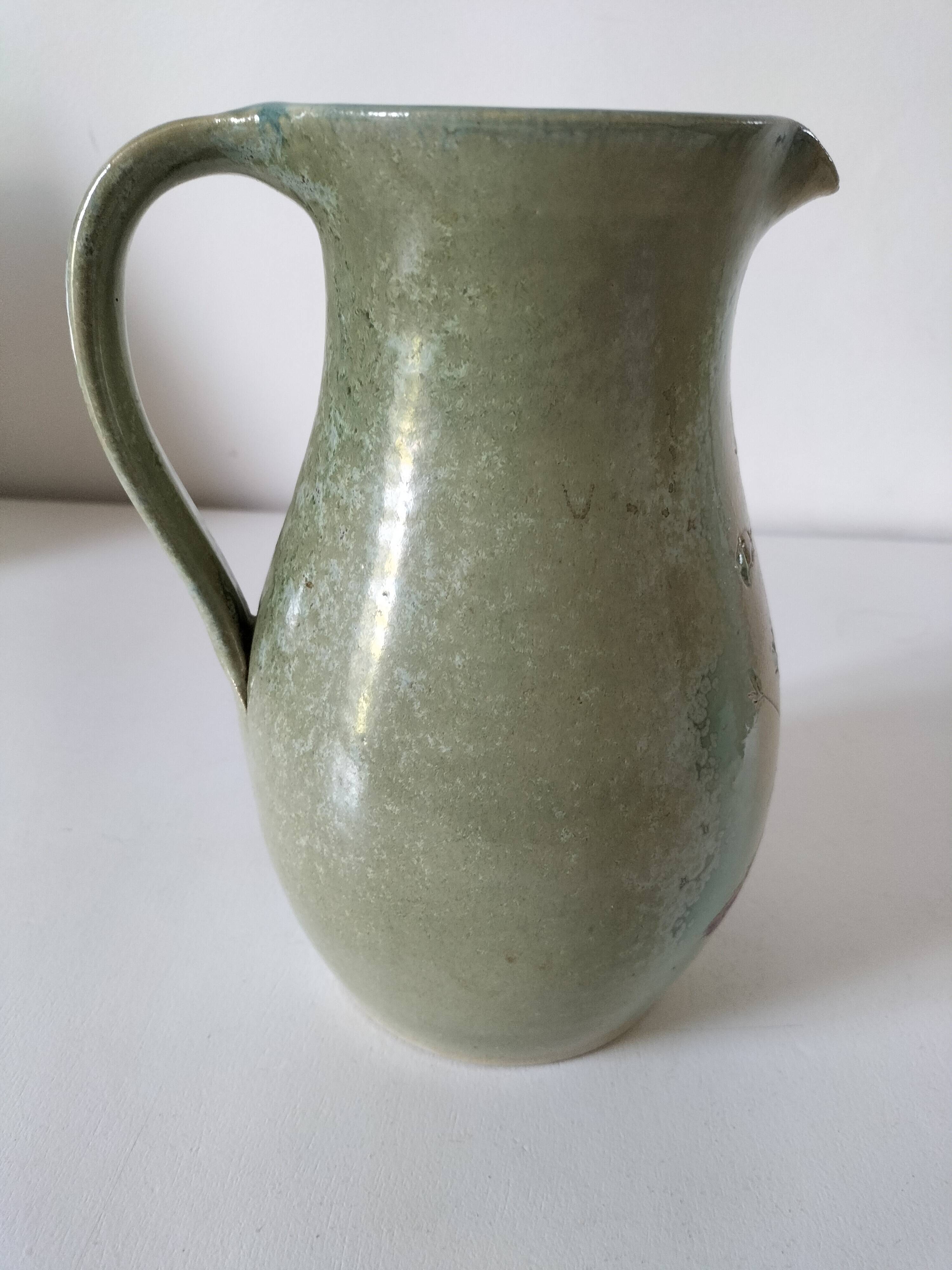 Stoneware pitcher with poppy decoration – Laurence Petit – Atelier de Prusly