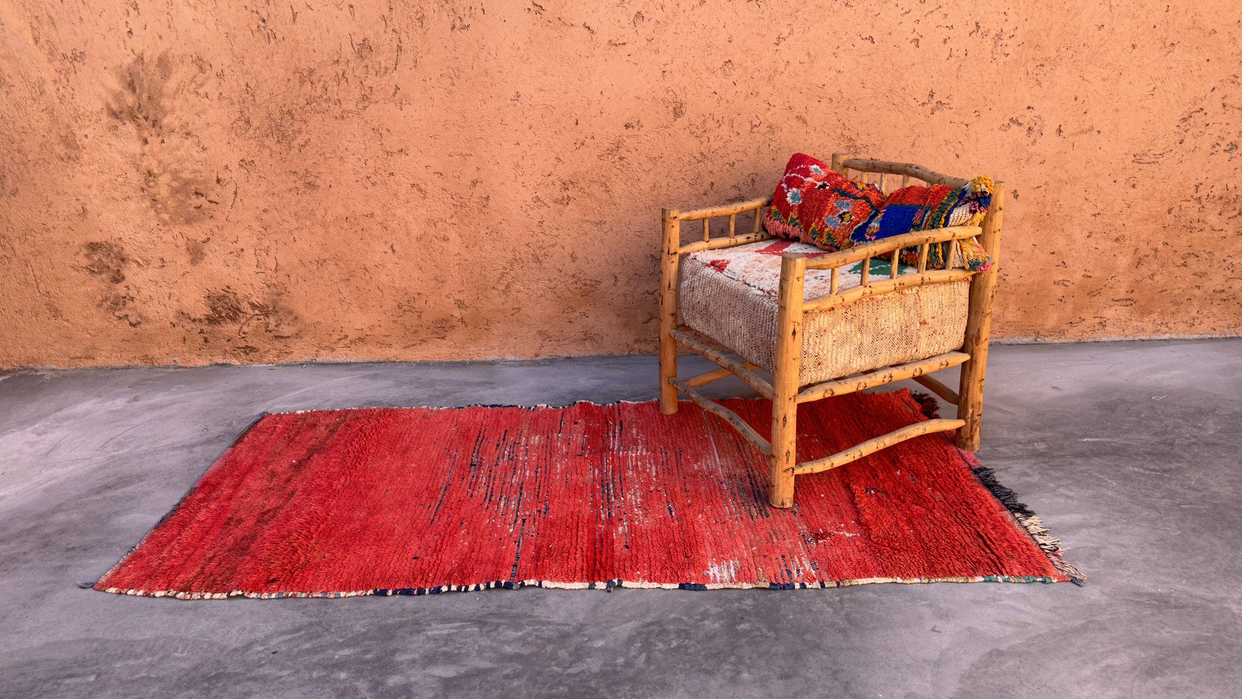 Moroccan rug Beni M'Guild red - 225 x 104 cm