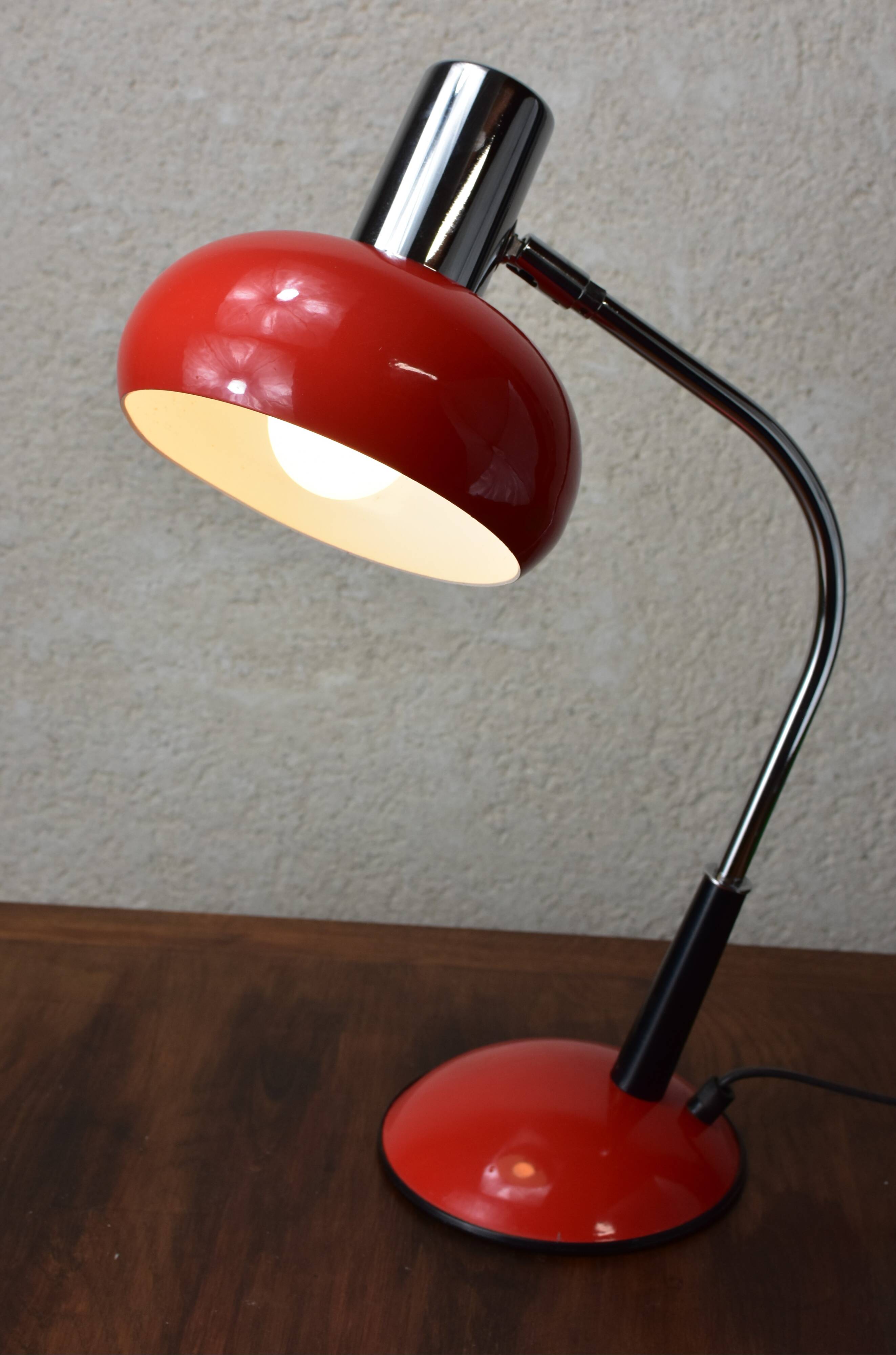 red vintage desk lamp