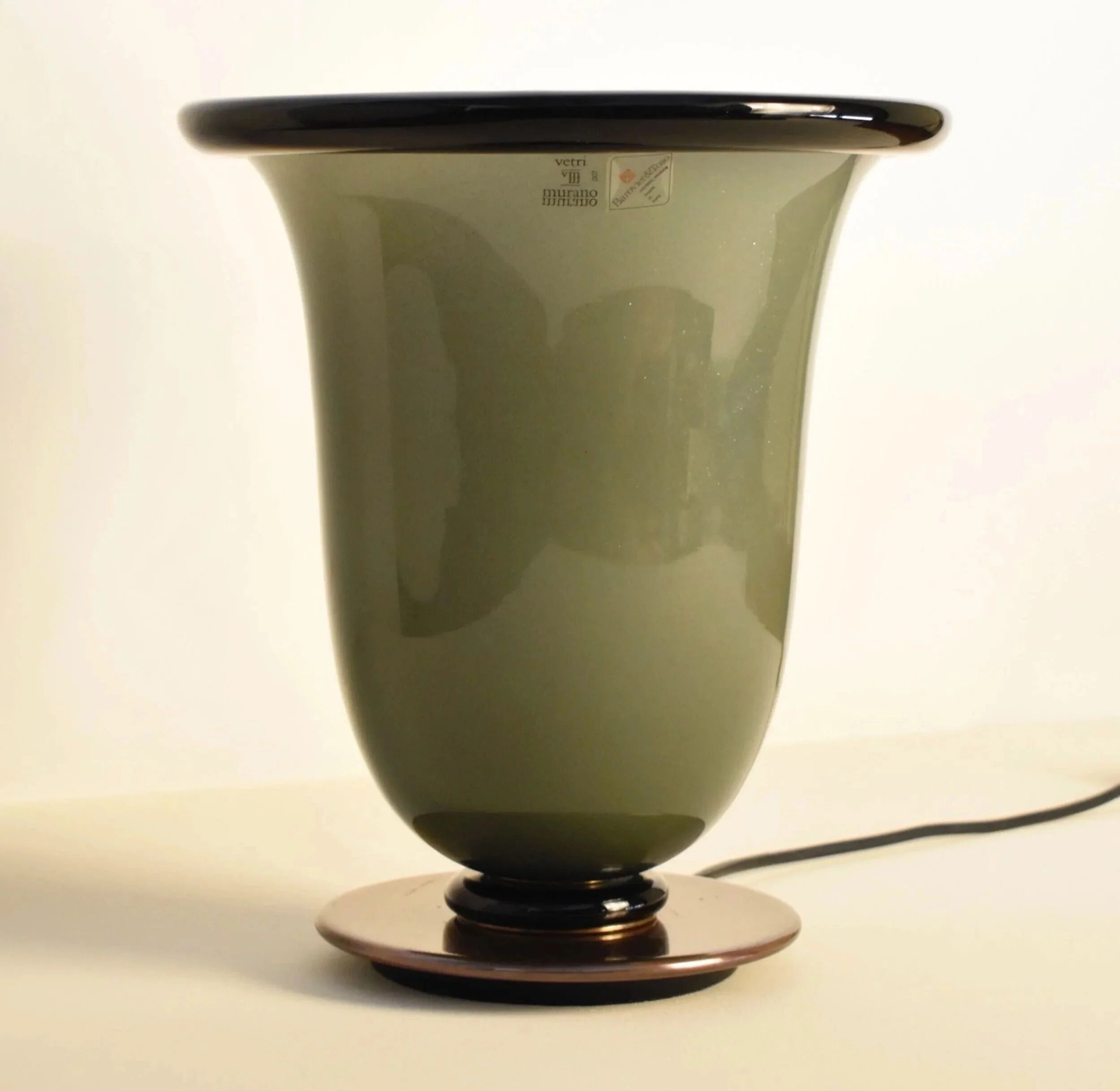 Green and black Murano glass table lamp by Barovier e Toso