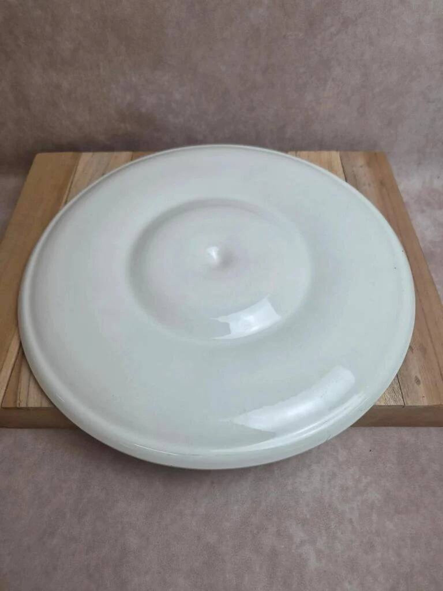 Vintage green earthenware oyster platter – probably Saint-Amand – 35.5 cm