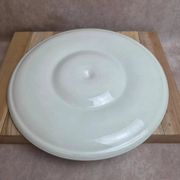 Vintage green earthenware oyster platter – probably Saint-Amand – 35.5 cm