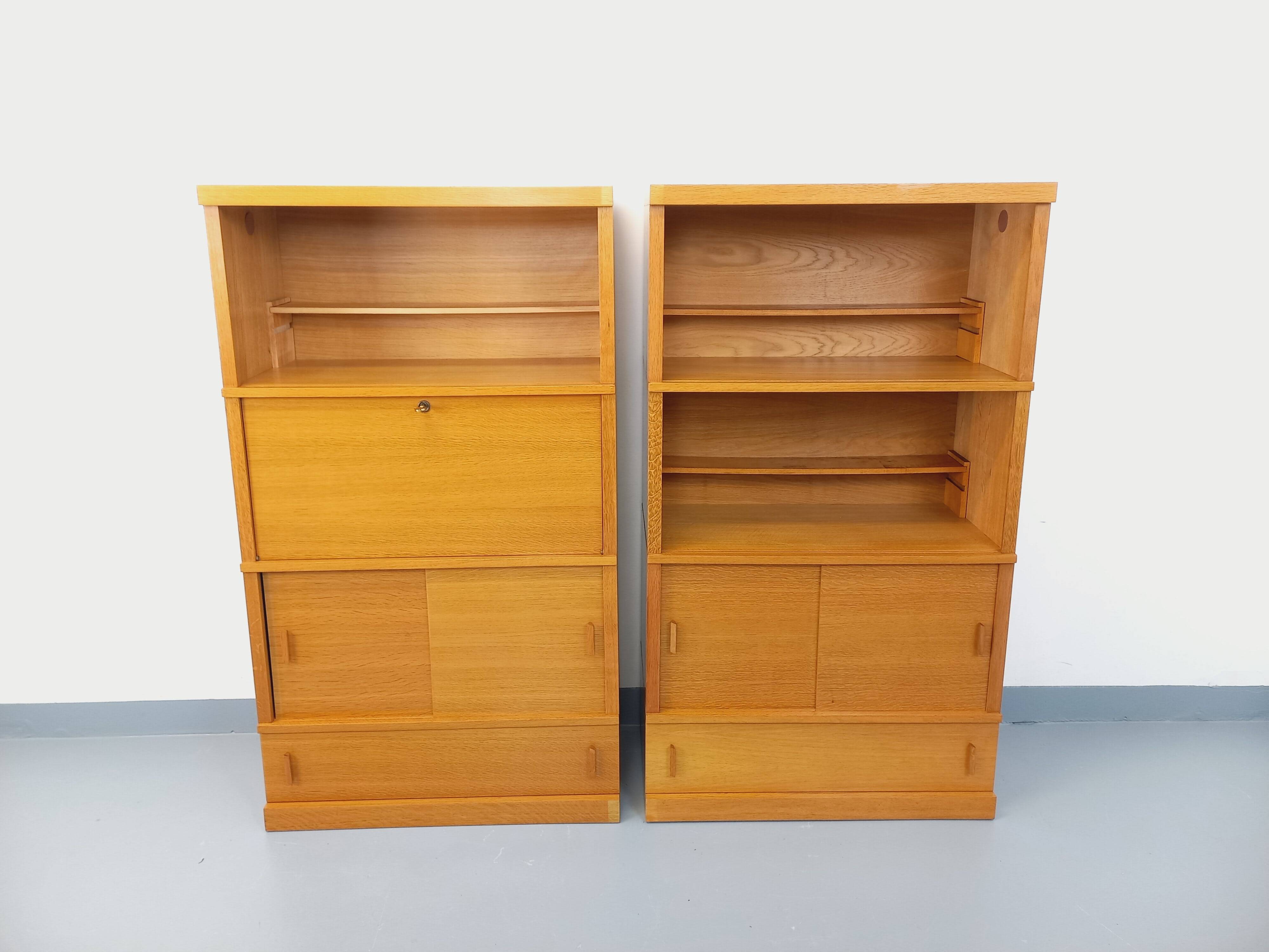 Vintage oak wood secretary bookcase storage furniture
