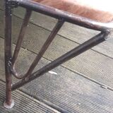 Wrought iron shelf, 3 walnut shelves