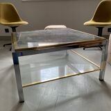 Square glass coffee table attributed to Willy Rizzo, 1970s.