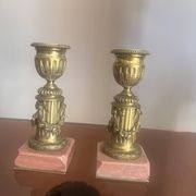 pair of antique bronze candlesticks