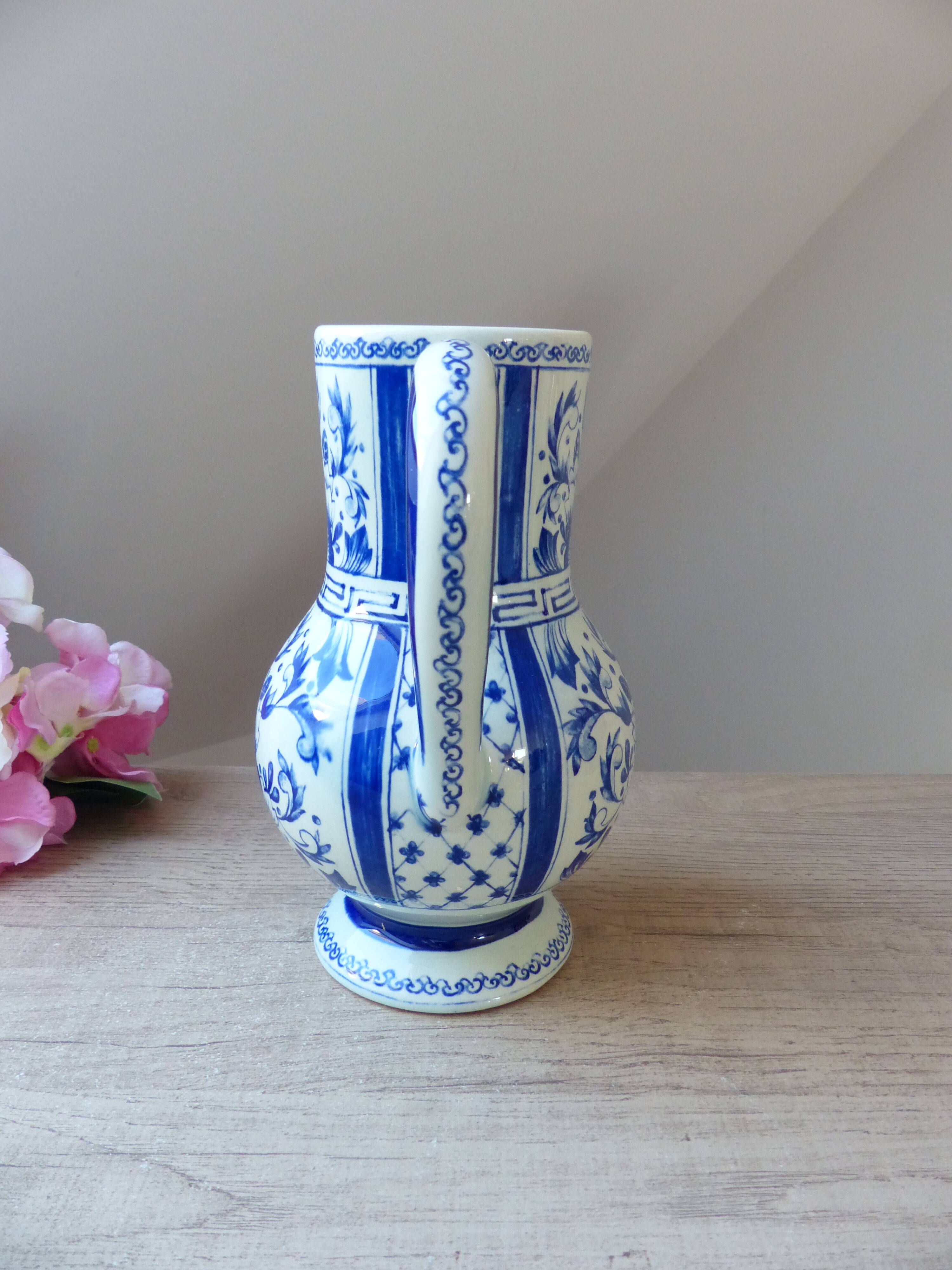 Blue delft pitcher, jug boch vase belgium amsterdam hand painted