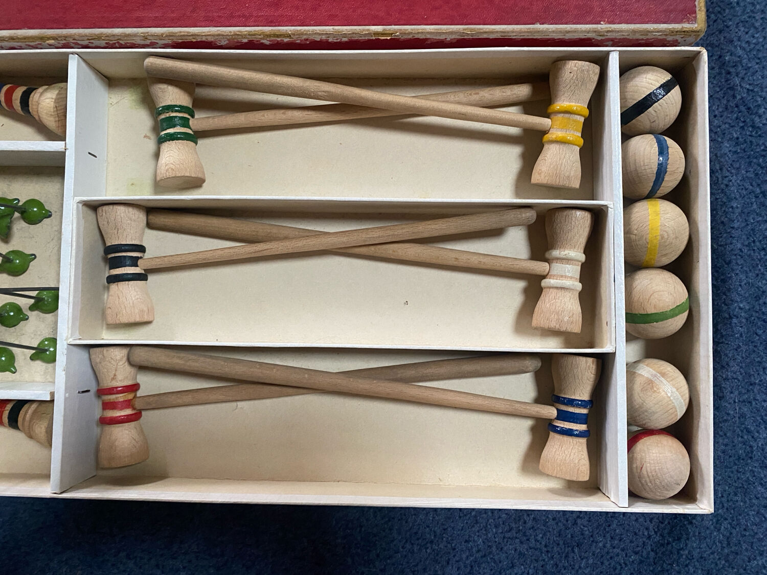 Antique wooden table croquet set