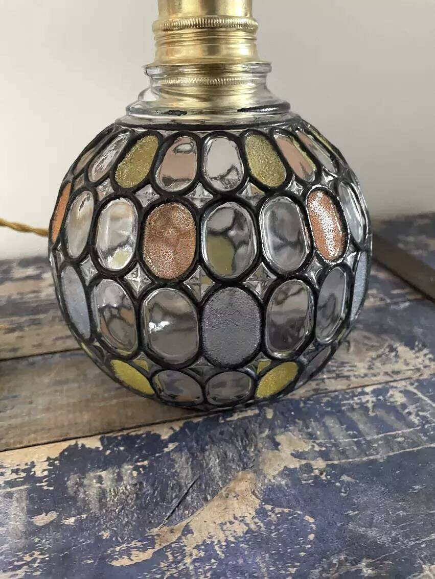 Multicolored faceted globe pendant light