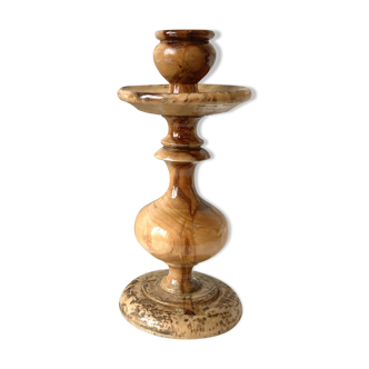 Turned wooden candle holder