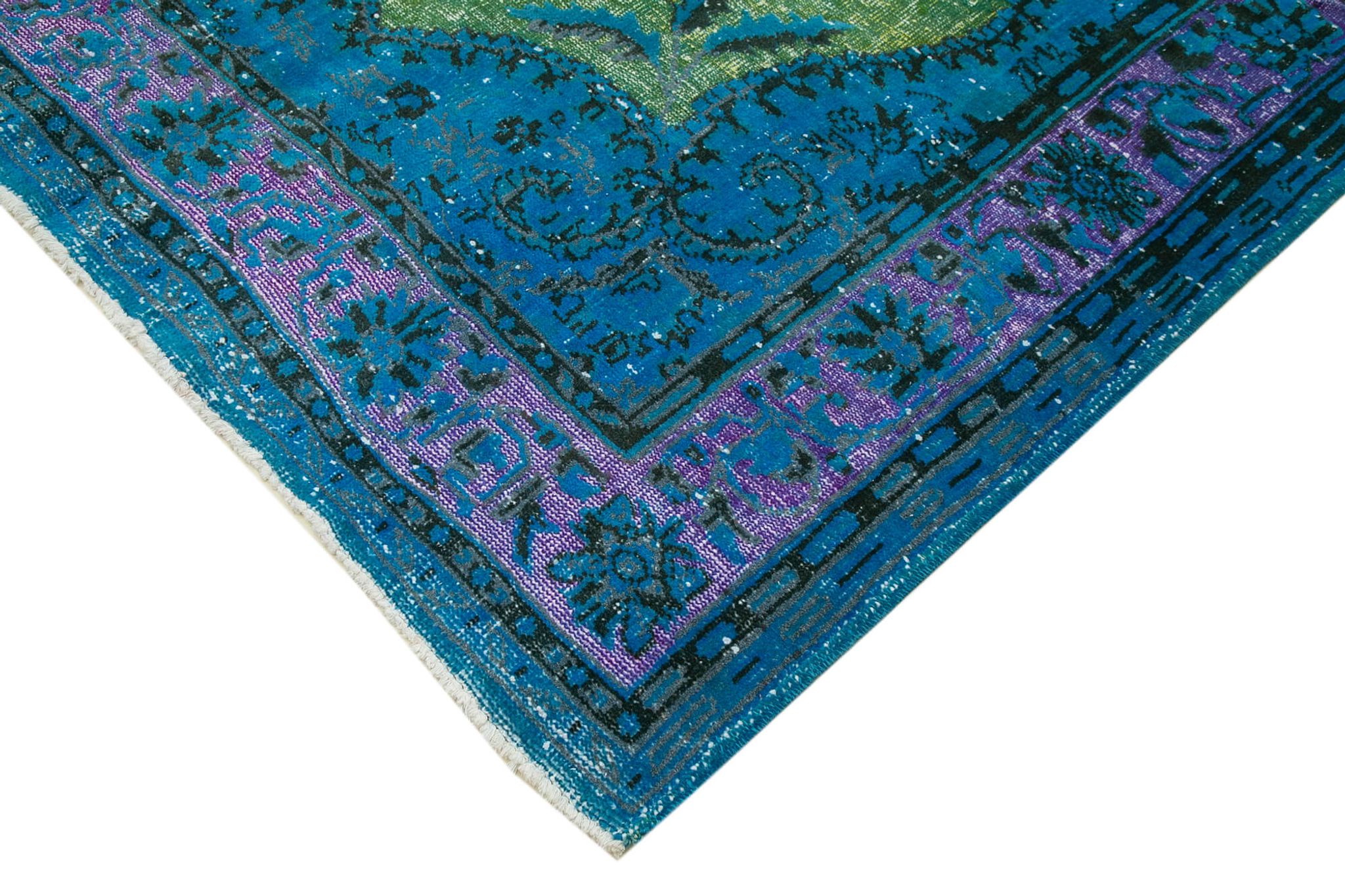 Handmade vintage turkish 1980s 188 cm x 320 cm blue rug