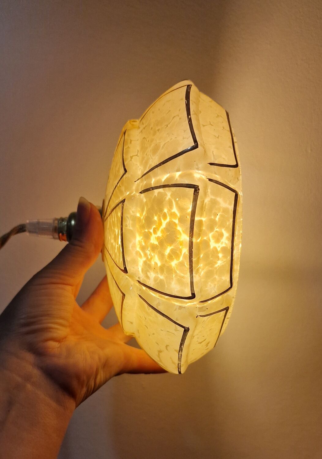 Art Deco pink glass portable or pendant lamp from Clichy