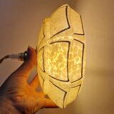 Pink art deco hanging lamp or pendant lamp in clichy glass