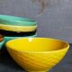 Seven vintage slip ceramic bowls