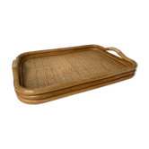 Plateau en rotin vintage