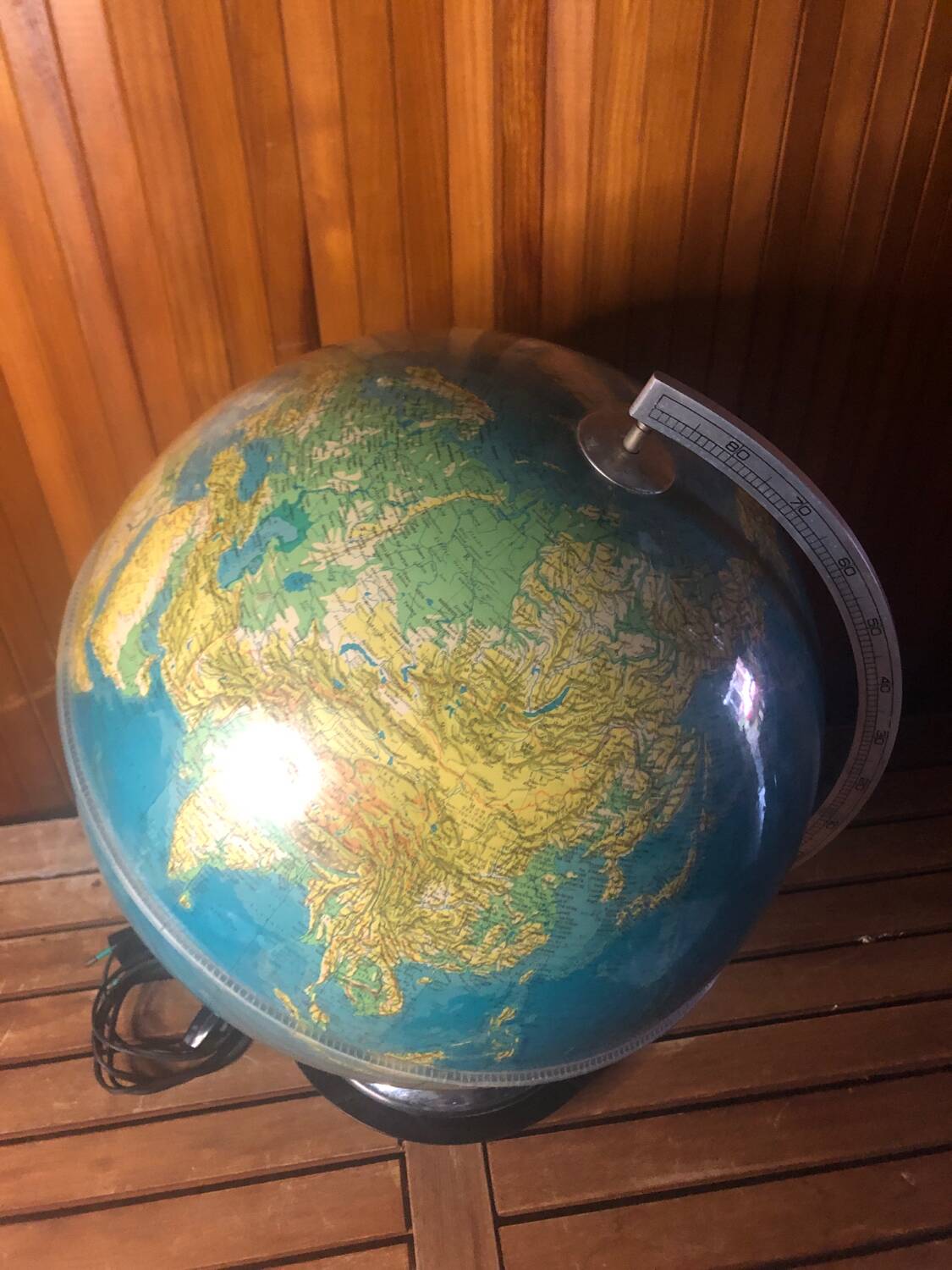 Old world map globe terrestrial grange batelière paris vintage #a356