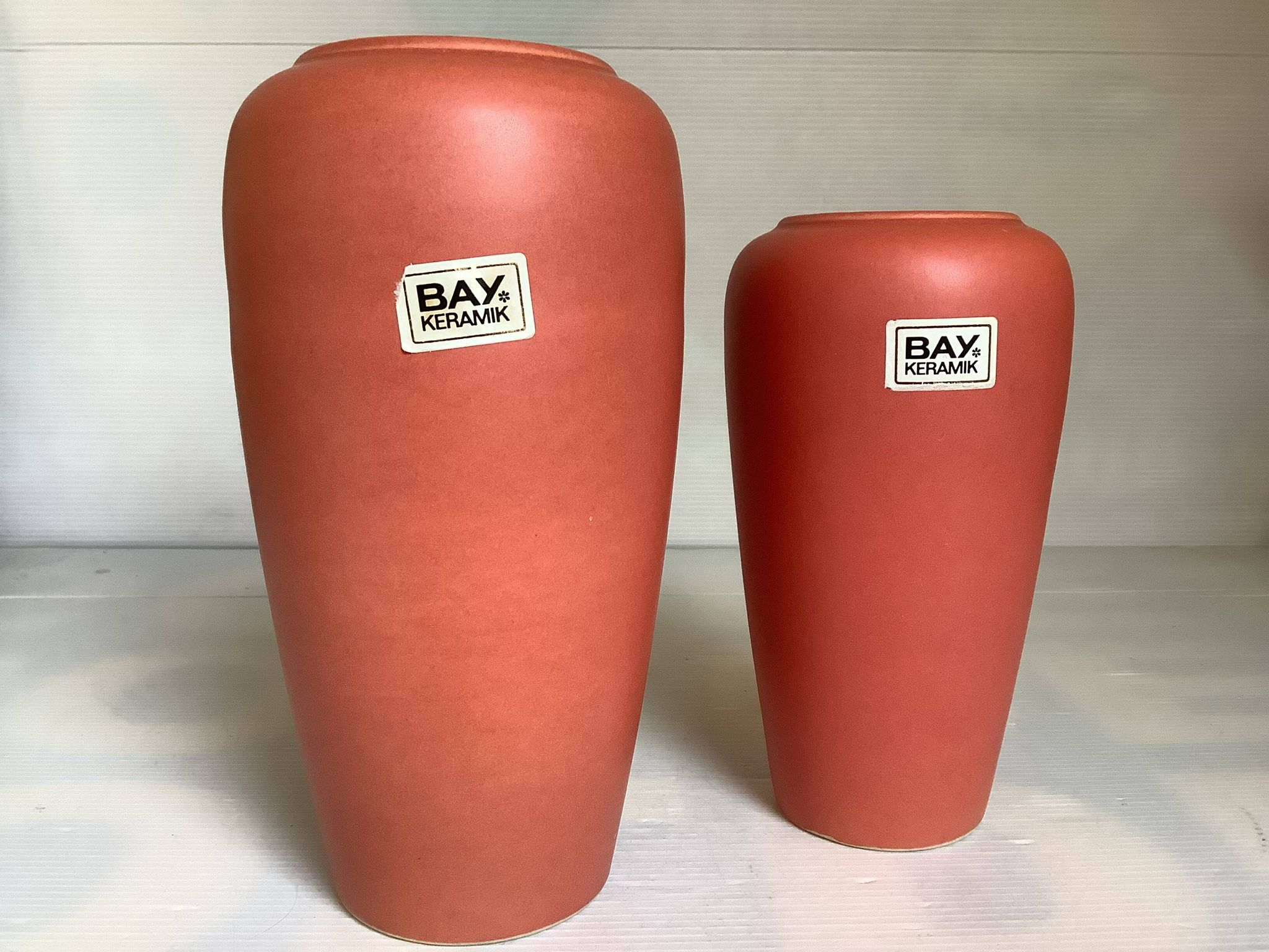 Pair of asymmetrical coral vases Bay Germany