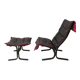 Ingmar Relling patinated leather lounge chair with ottoman, Norway 1960s