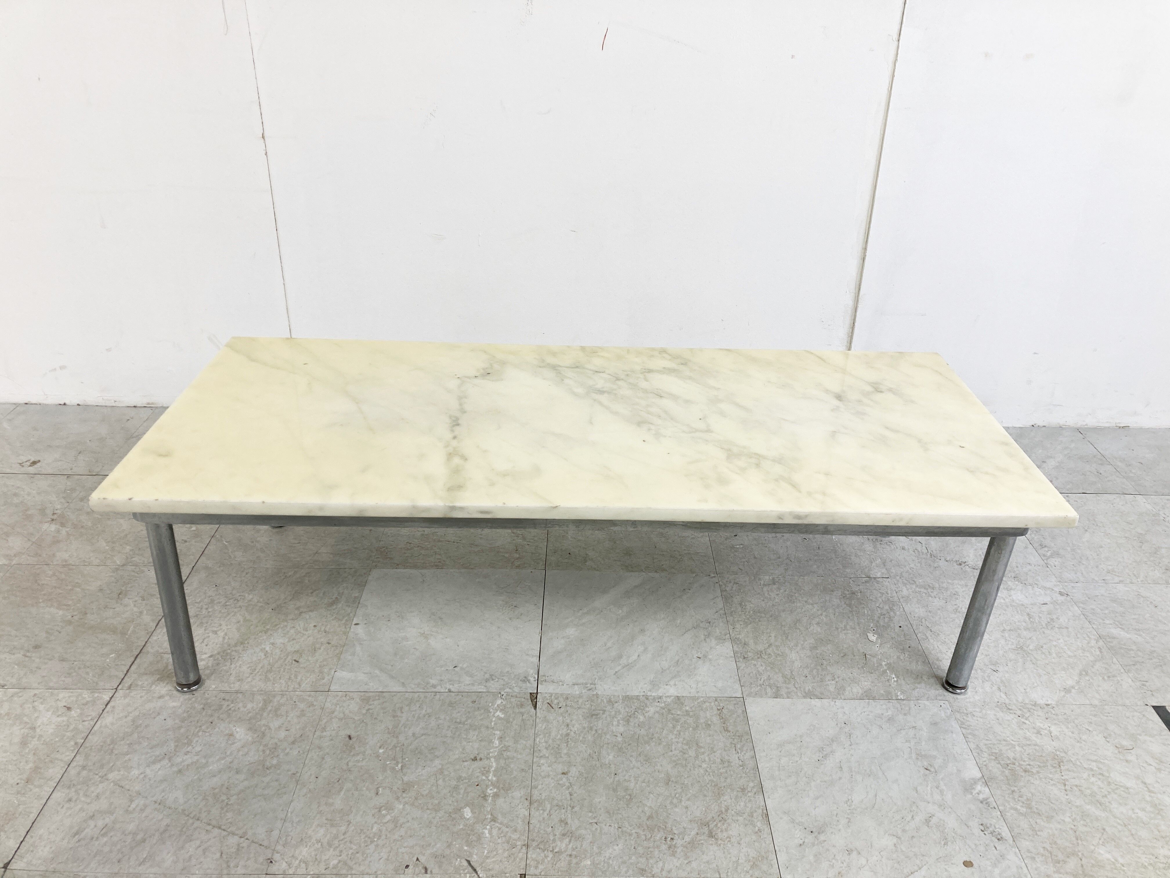 Vintage white marble coffee table, 1960s
