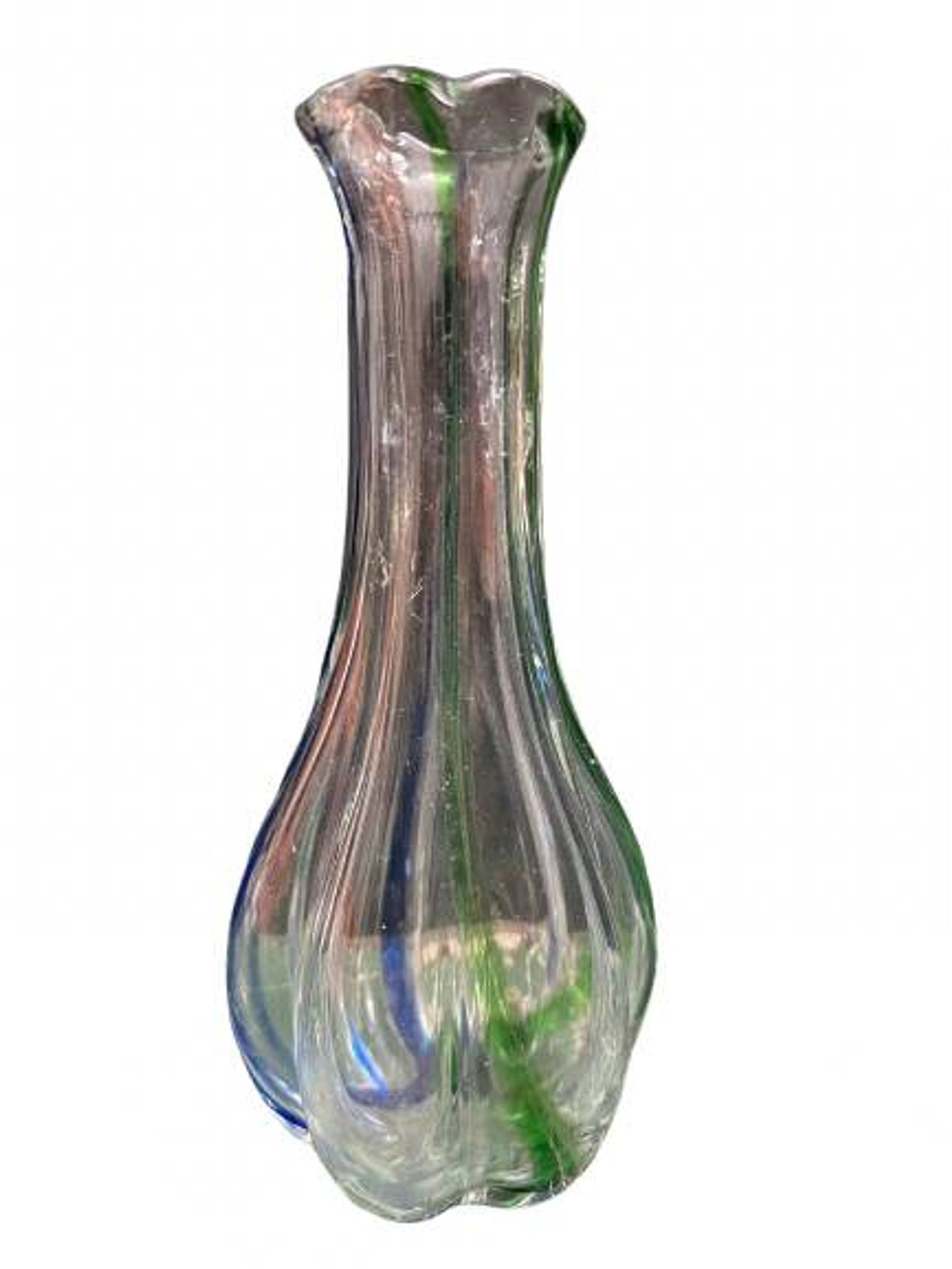 Pair of gourd-shaped glass vases with swirling decoration