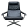 Vintage black leather lounge chair – swivel – 1970s