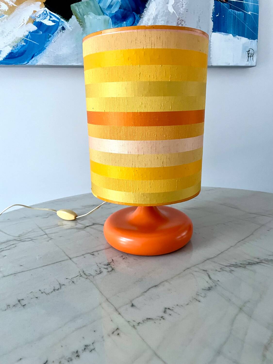 Vintage orange ceramic table lamp 1970