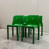 Set of 4 green stackable chairs 'Selene', Vico Magistretti, Artemide, 1960s