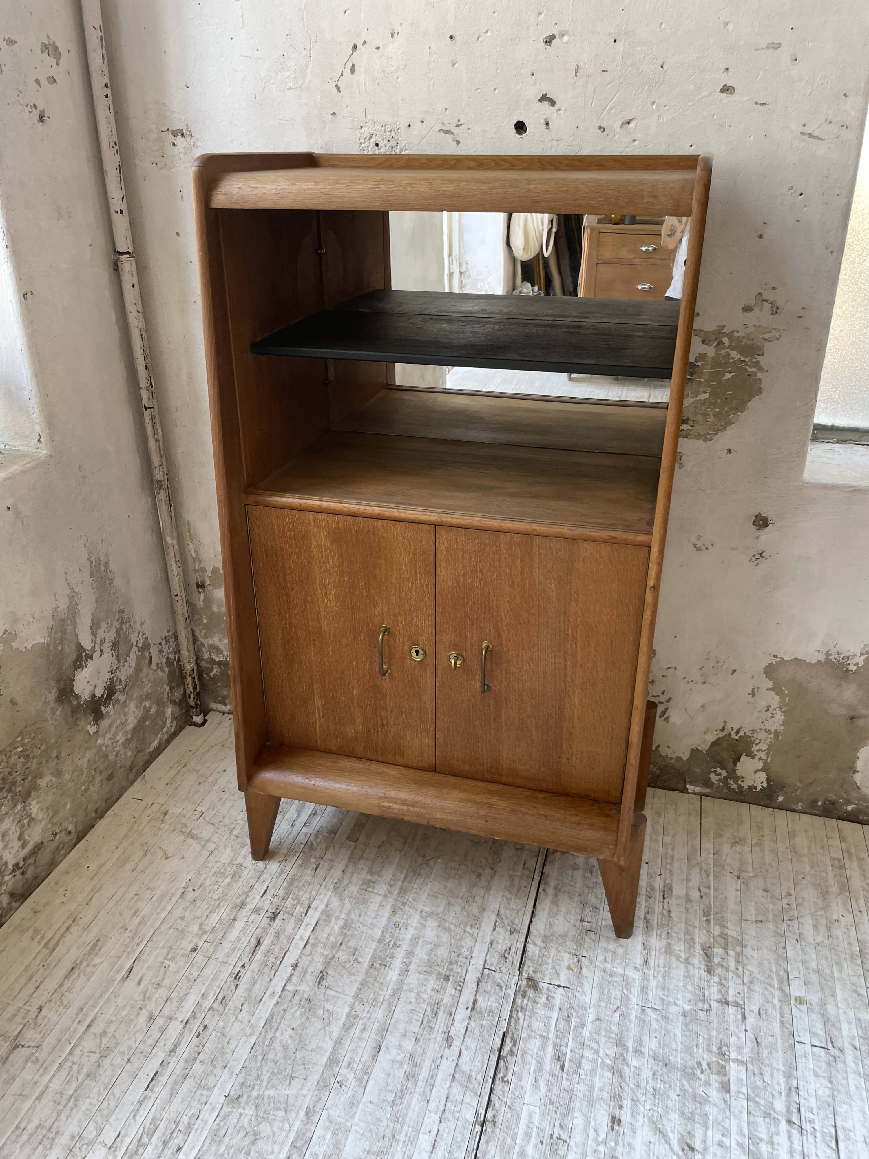 Meuble de rangement secrétaire chêne années 60
