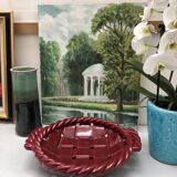 Woven ceramic basket signed France FPP Vallauris