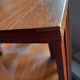 70s teak veneered rotating shelf