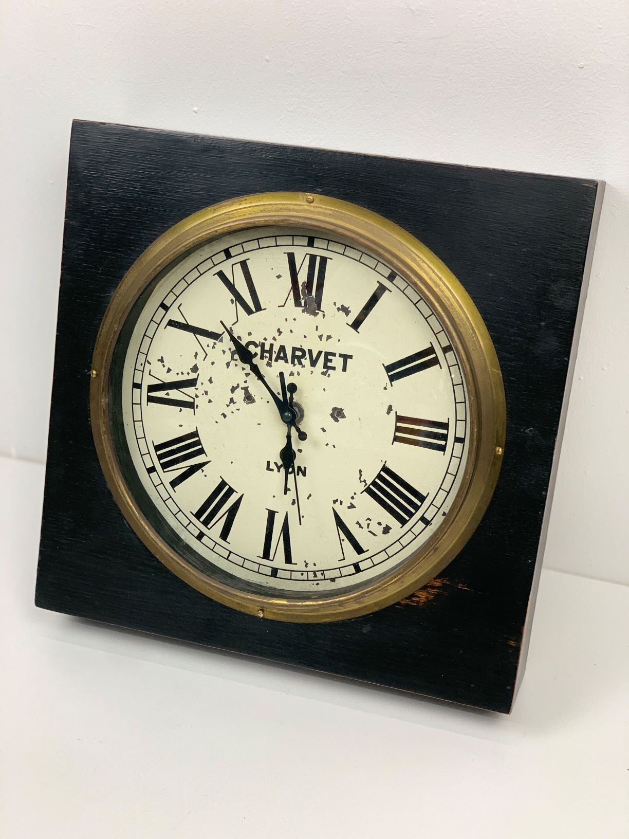 Pendule horloge bois cuivre house charvet lyon
