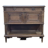 Louis XVI style oak server with marble top