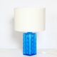 Vintage 1960s table lamp in azure blue pressed glass for Orref.