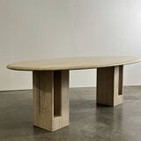 Oval travertine table