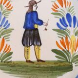 Plate in faience hr quimper decoration of breton