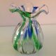 Pair of soliflore vases in polychrome ribbed glass / vintage 60s-70s