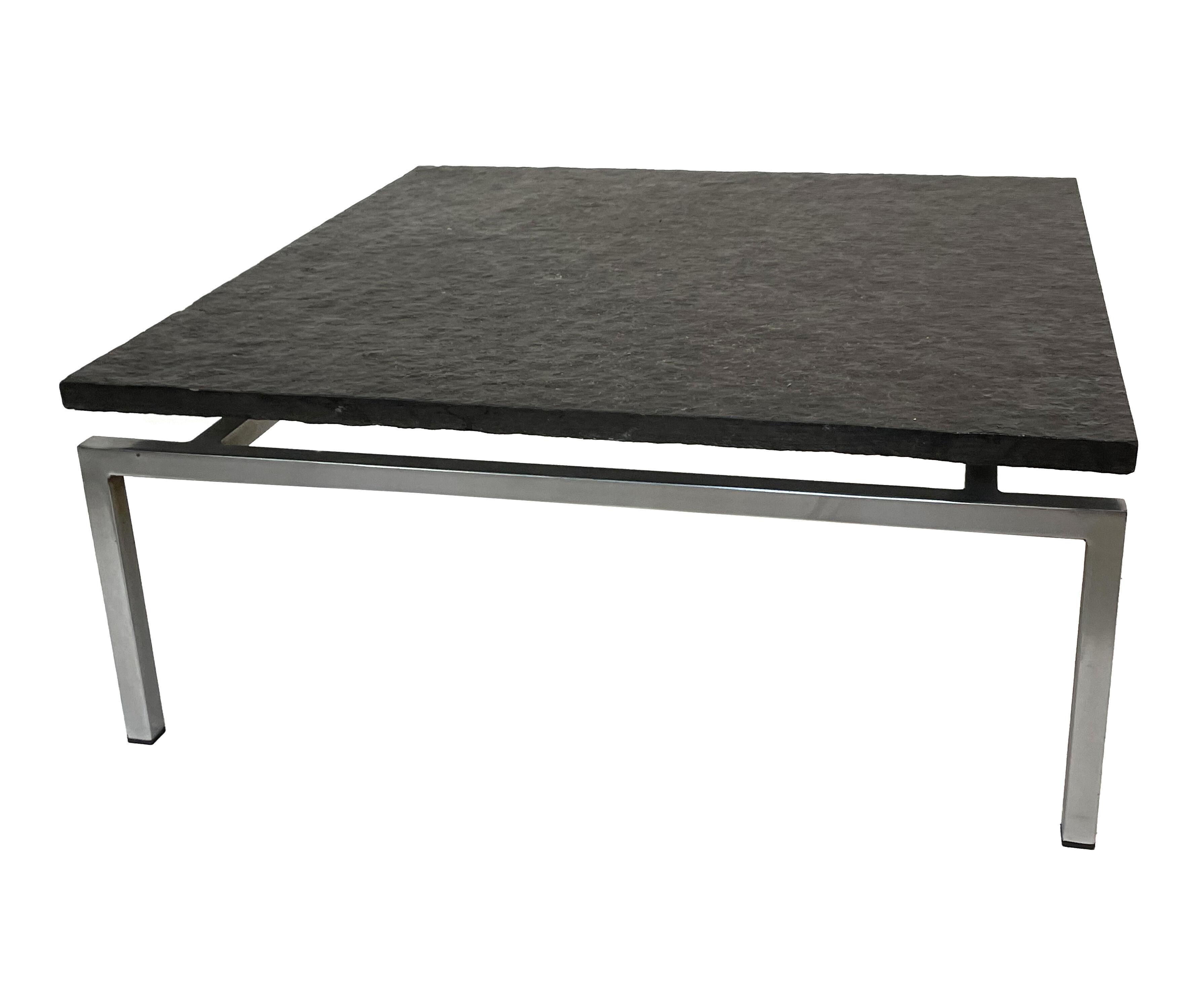 Vintage coffee table stone top frame steel 70's design