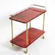 Superbe grand chariot de service en peau de chèvre rouge Aldo Tura des années 1960 | Fabriqué en Italie
