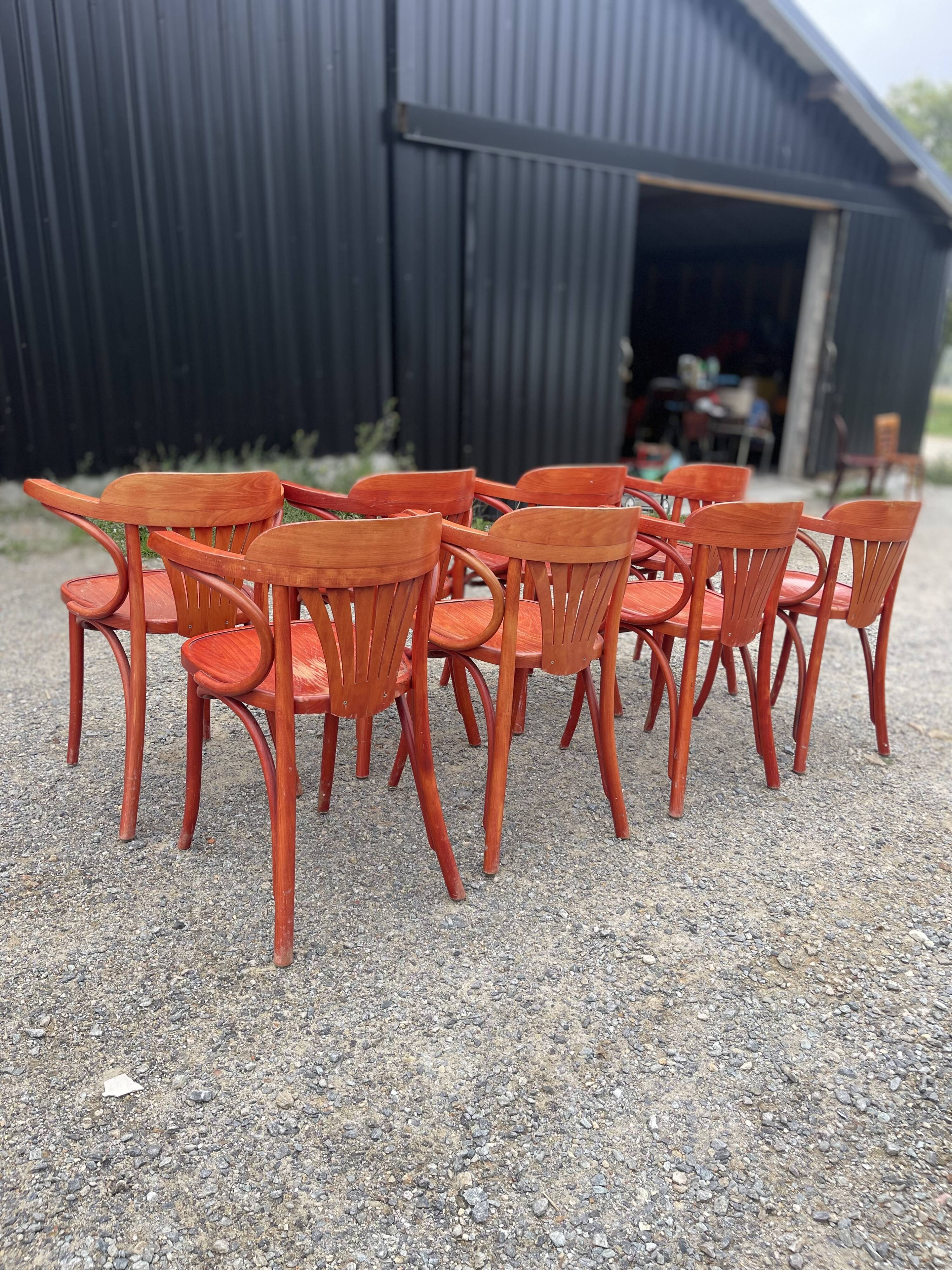 8 mahogany bistro chairs, 50s/60s