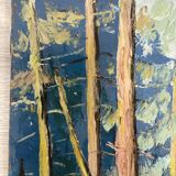 Huile sur panneau forêt vintage
