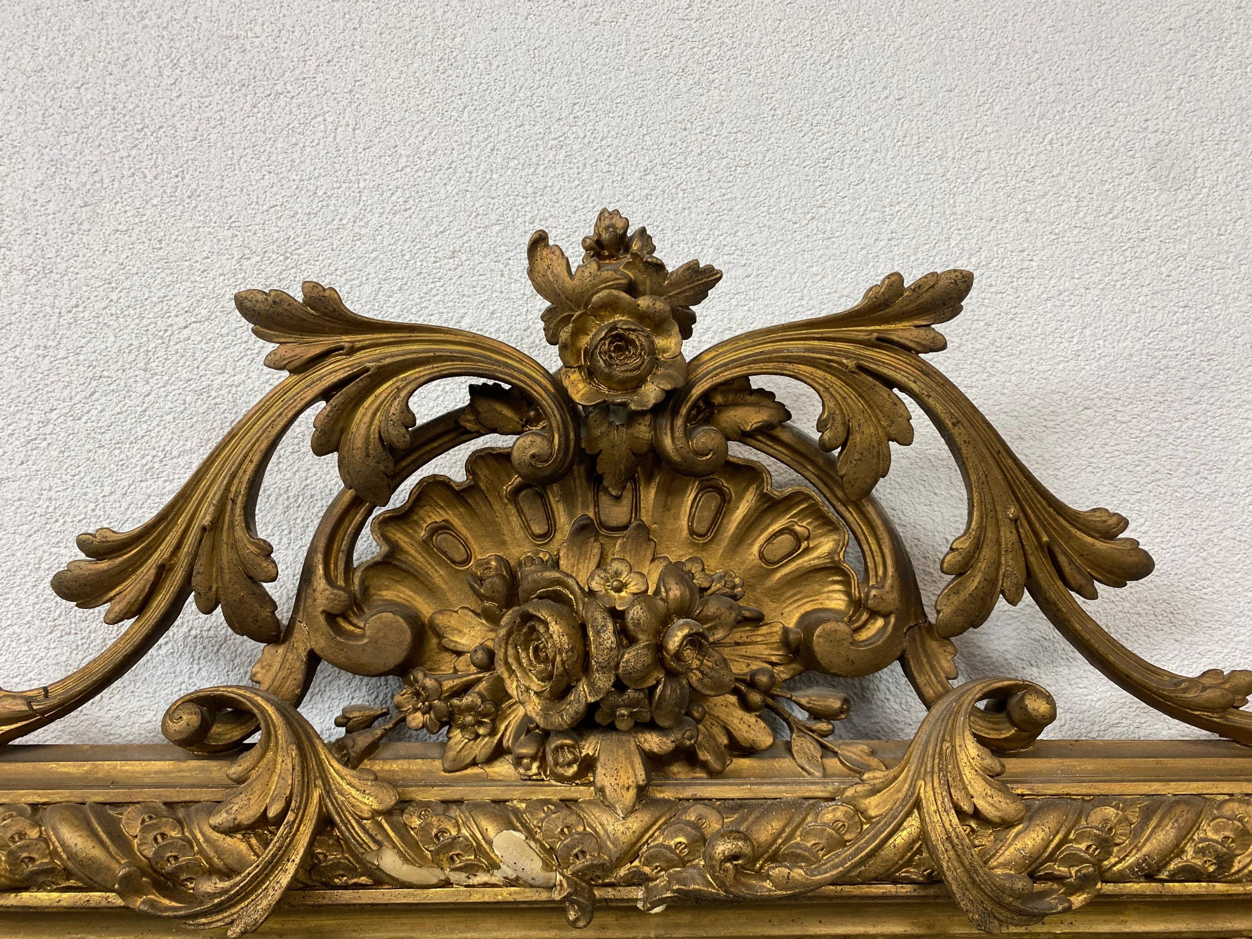 Large Rococo-style wall mirror, around 1850.