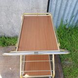 Desserte sur roulettes métal doré et formica années 70 vintage