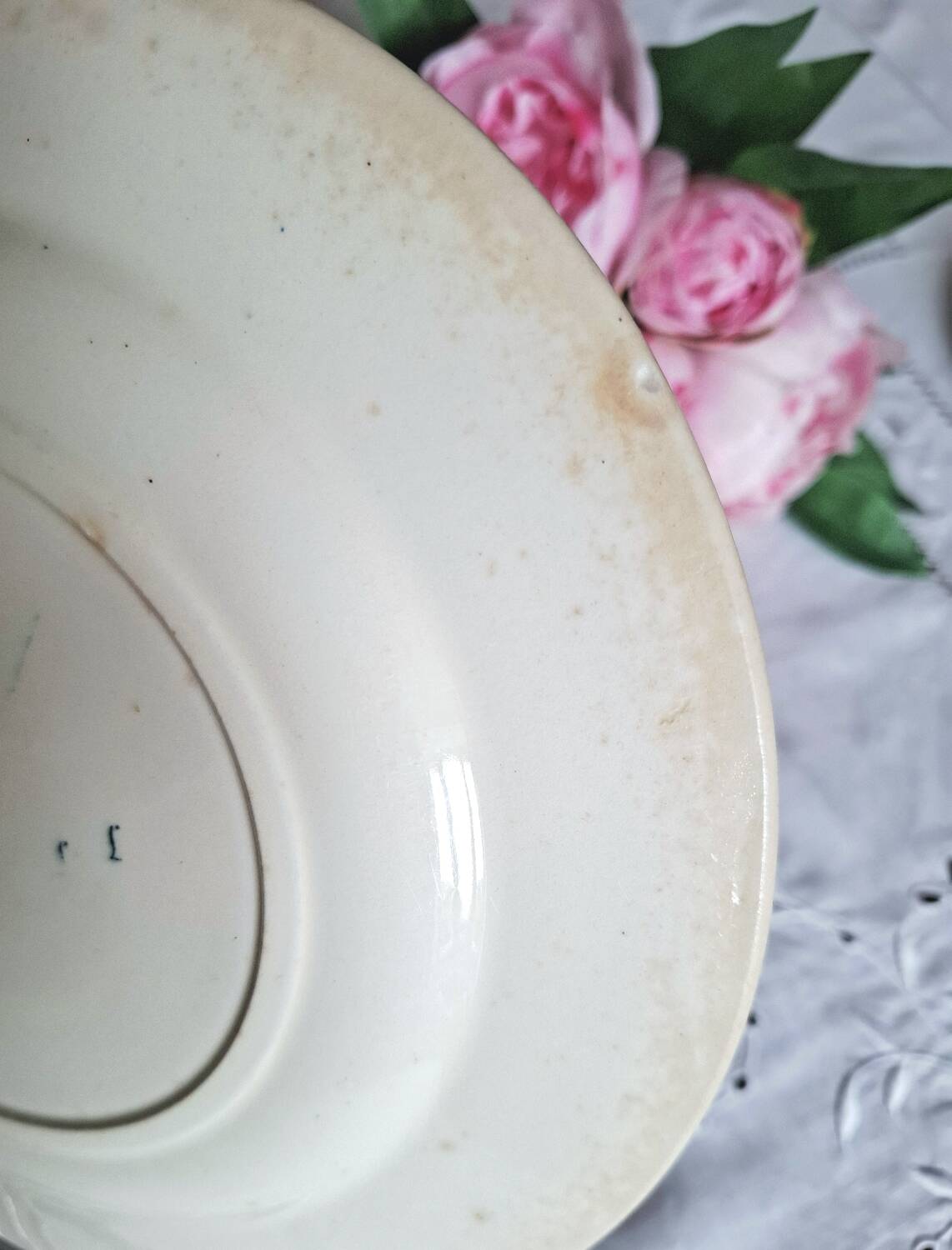 Mismatched antique ironstone dinner plates