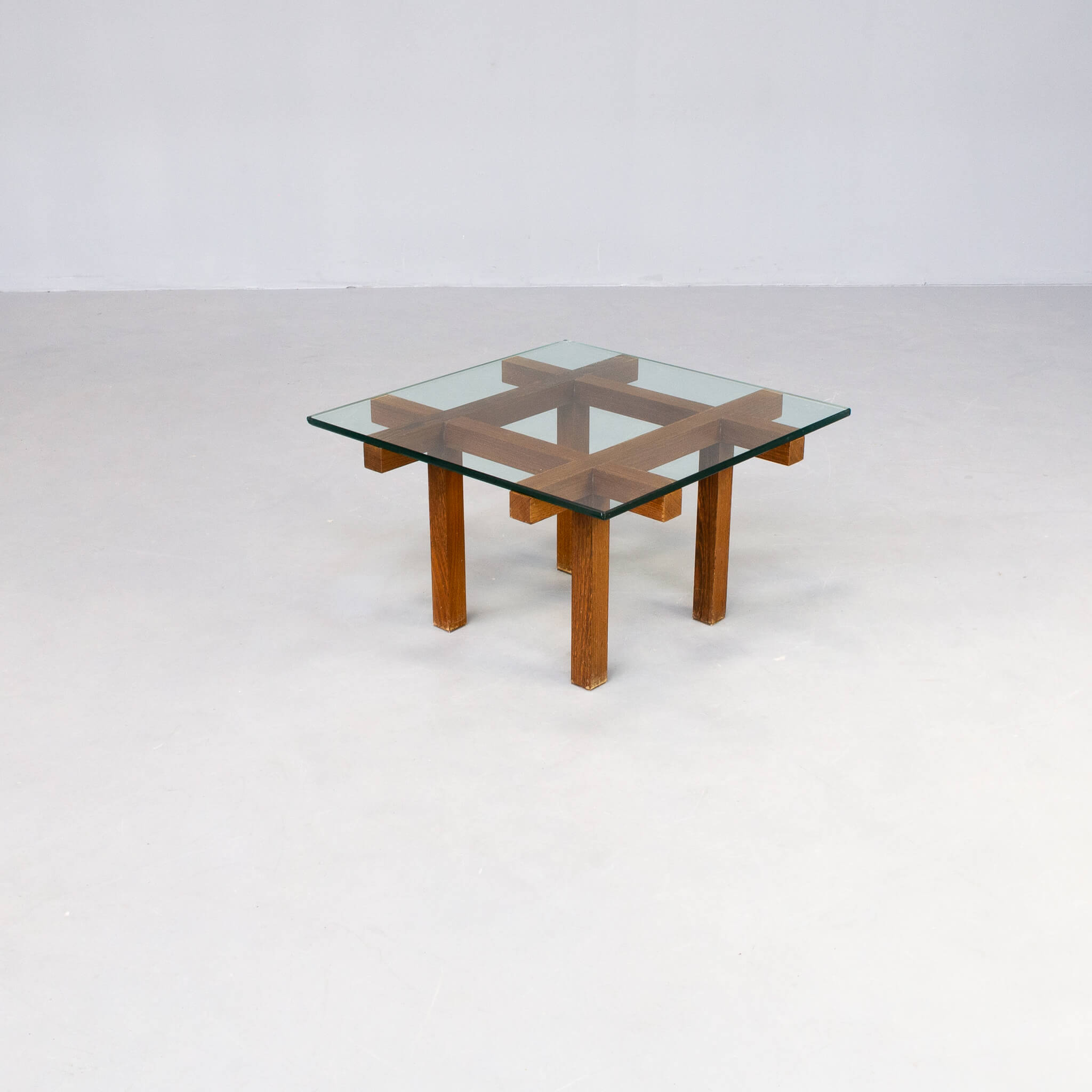 50s Alfred Hendrickx wood and glass coffee table for Belform