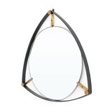 Vintage mirror with a metal and brass frame, 1950s.