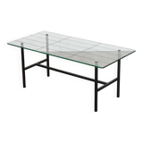 Table basse moderniste en verre et metal 1950