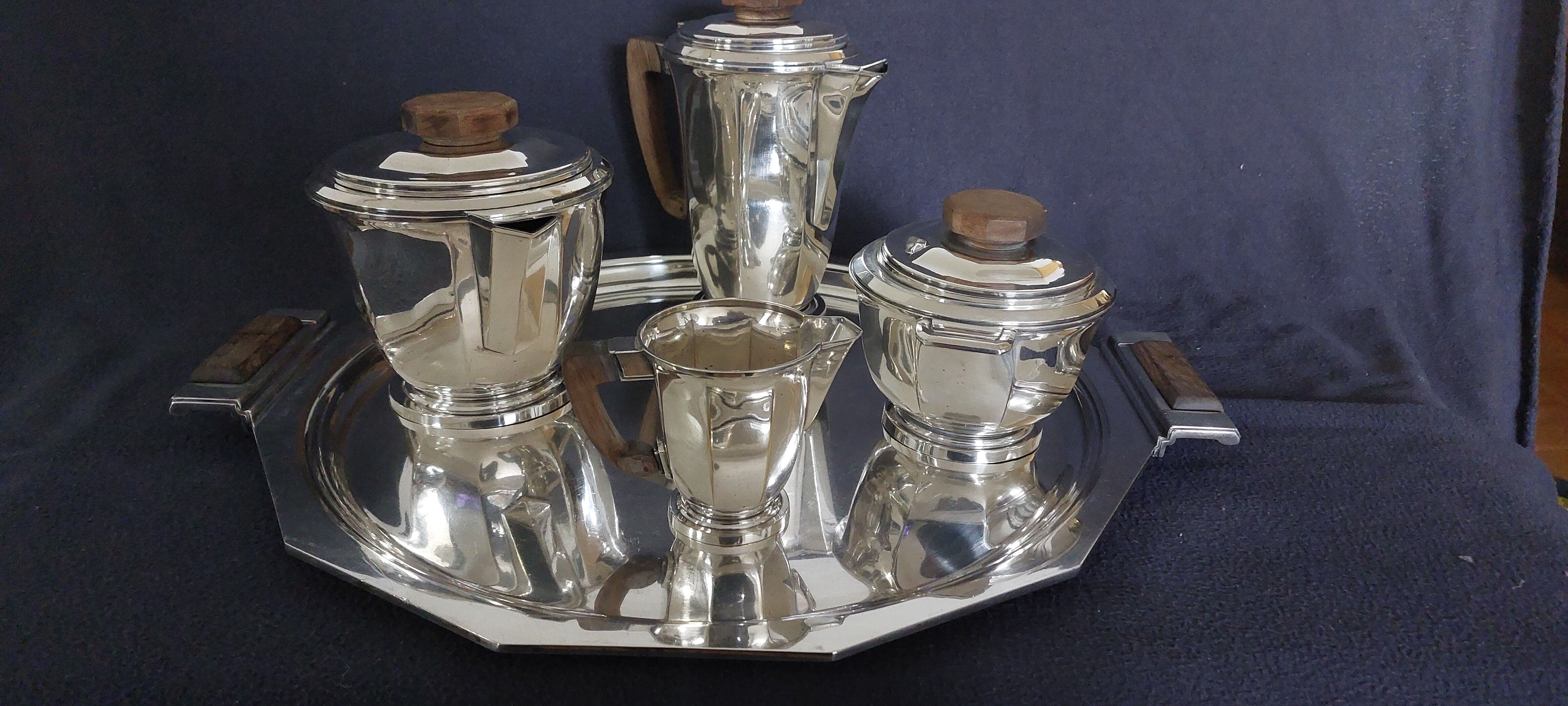 Boulenger coffee and tea service in silver metal