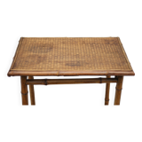 Bamboo and woven wicker table, vintage bamboo console, side table