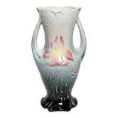 Iris barbotine vase Art Nouveau