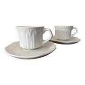 Lot de 2 tasses et soucoupes blanches espagnoles Alfar Etrusco